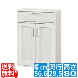 キャビネット 食器棚 キッチン収納 同シリーズで組み合わせ自由自在 一人暮らしの部屋や狭いスペースにぴったりサイズ ホワイト 白木目 写真1