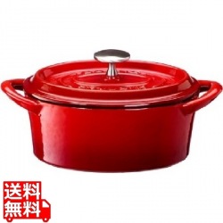 ボン・ボネール ココットオーバル 14cm レッド※ IH (100V/200V)とガス火対応 写真1