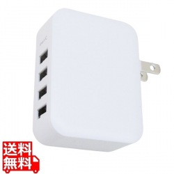 4ポート USB-AC充電器 4.8A 急速充電 ホワイト GH-ACU4B-WH 写真1