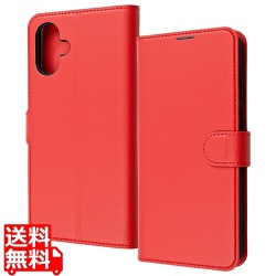 Galaxy A25 5G LS耐衝マグベルトシンプル手帳型レザーケース/レッド 写真1