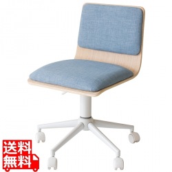 オフィスチェア デスクチェア 合成皮革 CH-J460 ナチュラル×ブルー 宮武製作所 | 椅子 チェア オフィス 回転座面 レバー昇降 キャスター付き 写真1