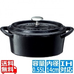 ボン・ボネール ココットオーバル 14cm ブラック ※ IH対応 IH (100V/200V)とガス火対応 写真1