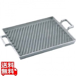 アルミイモノ 角型 斜溝付 ステーキパン 外寸355×240 写真1