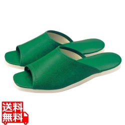 スリッパ(白薄底)前あきタイプ No013L グリーン(010) 写真1