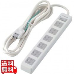 法人用タップ/3P6個口/差込口2P/一括スイッチ/マグネット・ホコリシャッター付/3m/RoHS対応 写真1