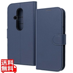 らくスマF-53E LS耐衝撃マグベルト手帳レザーケース/ダークネイビー 写真1