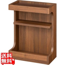 サイドテーブル 白井産業 ナイトテーブル ベッドサイド スリム 寝室 収納 中棚付き 幅40cm 高さ50cm 木目柄 ダークブラウン チルフィル 写真1