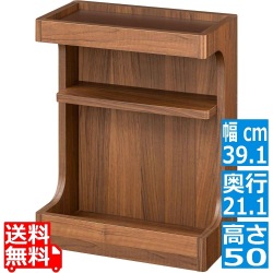 サイドテーブル 白井産業 ナイトテーブル ベッドサイド スリム 寝室 収納 中棚付き 幅40cm 高さ50cm 木目柄 ダークブラウン チルフィル 写真1