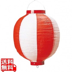 丸 ビニール提灯 10号 赤/白 写真1