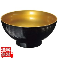 耐熱6.5寸乱筋木目丼 外黒内光金 写真1