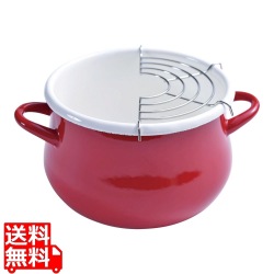 コージークック ホーローミニ天ぷら鍋 16cm レッド 写真1