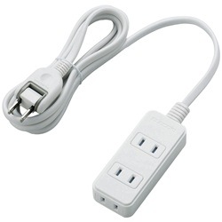 エレコム シャッタータップ 3個口 2m ホワイト | 電源タップ 延長コード 白 写真1