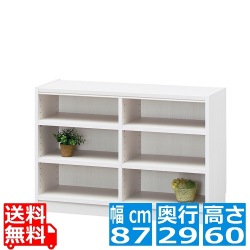 フリーラック タナリオ TNL-6087 WH | 幅:約87cm 高さ:約60cm ホワイト 白木目 全棚可動 シェルフ カラーボックス 書斎 オフィス 事務所 写真1