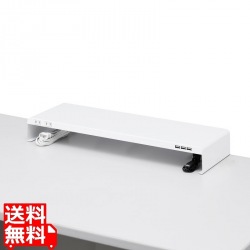 電源タップ+USBポート付き机上ラック(W600×D200 ホワイト) 写真1