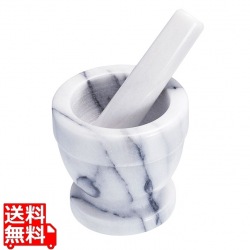 大理石製すり鉢 モルタル&ペストル 直径9 ホワイト 写真1