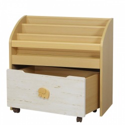 白井産業 絵本ラック おもちゃ箱 キッズ用 ランドキッズ ナチュラルブラウン 北欧テイスト  LAK-7075BS | ラック 本棚 本 棚 子ども 収納 シンプル かわいい 写真1