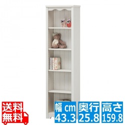 フリーラック 白井産業 ラック 本棚 飾り棚 オープンラック スリム 一人暮らし 可愛い 約幅43cm 奥行2cm 高さ160 ホワイト 木目柄 モンシェリーヌ MCN-1645 写真1