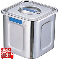 18-8カラープレート付角キッチンポット 24cm ブルー 業務用 写真1