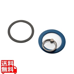 スマホリング マグネット メタルプレート付属 【 iPhone Android 各種 】 スマホスタンド機能 薄型 スマホグリップ ホールドリング? クリア ネイビー 写真1