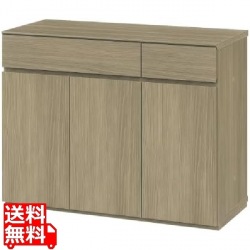 キャビネット 白井産業 幅90cm 高さ72cm グレー 扉付 引出付き リビング サイドボード ナチュリカ  写真1