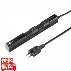 回転タップ(AC4個口＋Type-C＋USB-A・PD20W・ブラック) 写真1