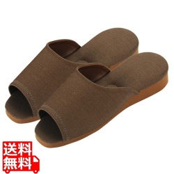 スリッパ シルキー紬 共中厚底 No1580 こげ茶 写真1