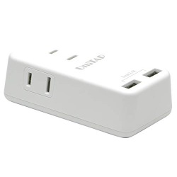 コンパクトUSB2ポート給電機能付マルチタップ (ホワイト) 写真1