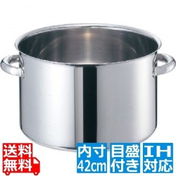 EBM モリブデンジ II 半寸胴鍋(目盛付)42cm 蓋無 ※IH対応(100V/200V) 写真1