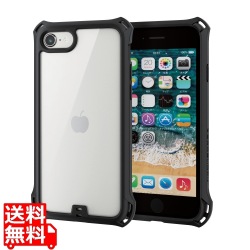 iPhone SE 第3世代/SE 第2世代/8/7 用 ケース カバー ハイブリッド ZEROSHOCK 衝撃吸収フィルム付属 フレームカラー 背面クリア ワイヤレス充電可 ブラック 写真1