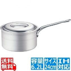 TKG IHアルミ 深型片手鍋(目盛付) 24cm ※ IH対応 IH (100V/200V)とガス火対応 写真1