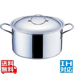 18-10 プライオリティ 半寸胴鍋(蓋付) 24cm 業務用 ※ IH対応 IH (100V/200V)とガス火対応 写真1