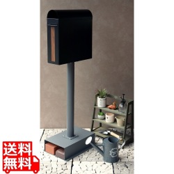 スタンドポスト 置き型 スリム型 背面取り出し 鍵付き ダイヤル錠 大容量 ステンレス 錆びにくい 工事不要 新聞受け Spano(スパーノ)】(ブラック) 写真1