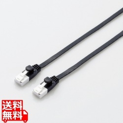 LANケーブル/CAT6A/爪折れ防止/フラット/3m/ブラック 写真1