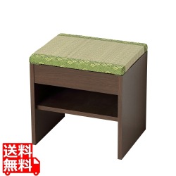 スツール 玄関台 座面畳敷き 幅38.5cm 高さ38.5cm 和風 棚付き 収納付き 天然 い草貼り 国産 靴 スリッパ置き 完成品 クロシオ 40164  写真1