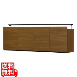 壁面収納 上置き P2L-1815DHBR用 幅154cm 高さ55cm ミドルブラウン 天井突っ張り 耐震機能付き ソフトクローズ扉 リビング 収納 ポルターレリビング2 写真1