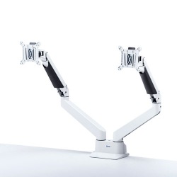 水平垂直多関節液晶モニターアーム(2面・ホワイト) 写真1