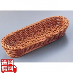 樹脂バスケット 小判40cm ナチュラル(茶) 写真1