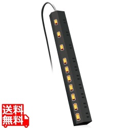 延長コード 電源タップ 2P 10個口 回転 個別スイッチ 2.5m 雷サージ ほこりシャッター付 ブラック 写真1