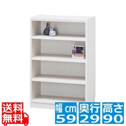 フリーラック タナリオ TNL-9059 WH | 幅:約60cm 高さ:約90cm ホワイト 白木目 全棚可動 シェルフ カラーボックス 書斎 オフィス 事務所 写真1
