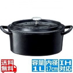 ボン・ボネール ココットオーバル 17cm ブラック ※ IH対応 IH (100V/200V)とガス火対応 写真1