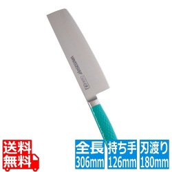 抗菌カラー庖丁 菜切 18cm MNK-180 グリーン 写真1