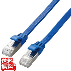 LANケーブル Cat7 準拠 フラット 2m 10ギガビット RoHS指令準拠 ブルー 写真1