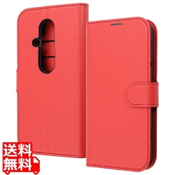 らくスマF-53E LS耐衝撃マグベルト手帳型レザーケース/レッド 写真1