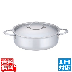 18-10 プライオリティ 外輪鍋(蓋付) 24cm 業務用 ※ IH対応 IH (100V/200V)とガス火対応 写真1