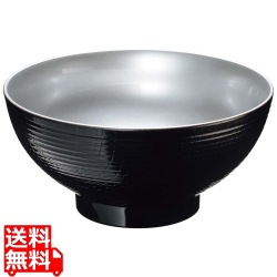 耐熱6.5寸乱筋木目丼 外黒内光銀 写真1