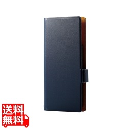 スマホケース 汎用 マルチケース Lサイズ レザー 手帳型 マグネット開閉 スライド式 スタンド機能 薄型 軽量 ストラップホール付 ネイビー 写真1