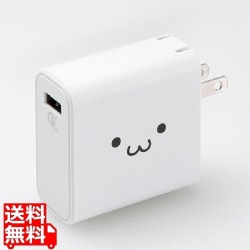 スマートフォン・タブレット用AC充電器/QuickCharge3.0対応/USB1ポート/ホワイトフェイス 写真1