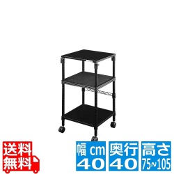 バウヒュッテ 昇降式スピーカースタンド BHS-400SP-BK ( ブラック ) | スピーカースタンド ワゴン キャスター付き 収納 写真1