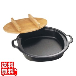 岩鋳 すきやき兼餃子鍋(木蓋付)24cm IH対応 南部鉄器 写真1