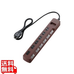 エレコム 雷ガードタップ/Color Style/個別スイッチ/2P/6個口/1m/ブラウン | 電源タップ スイッチ 6個口 雷ガード エレコム 個別スイッチ 1m ブラウン 壁 省エネ 写真1
